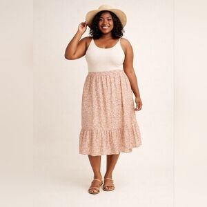 Floral Pink White Boho Wildflowers Skirt XXL Prairie Cottagecore Modest